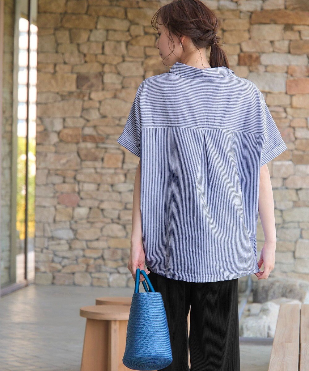 Tiaclasse 【洗える】 リネンミックススキッパーシャツ 