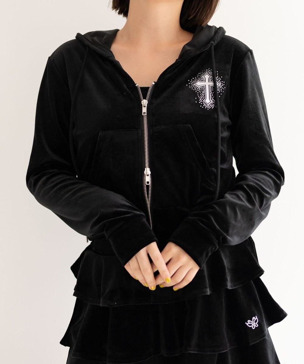 WEGO 【SETUP対応ITEM】ラインストーンベロアWZIPパーカー 