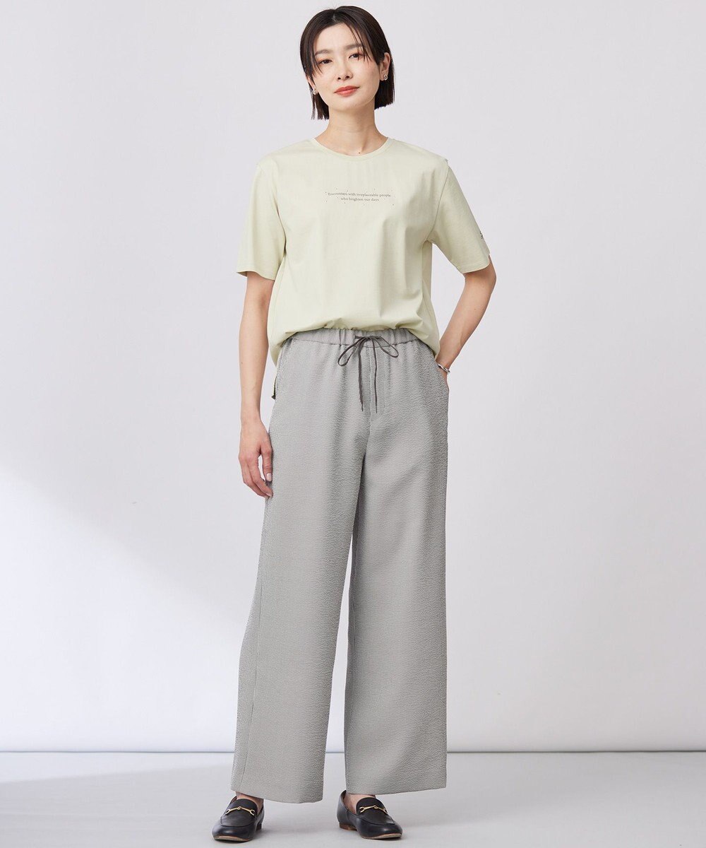 J.PRESS LADIES 【洗える】エアロツイルストライプ イージーパンツ 