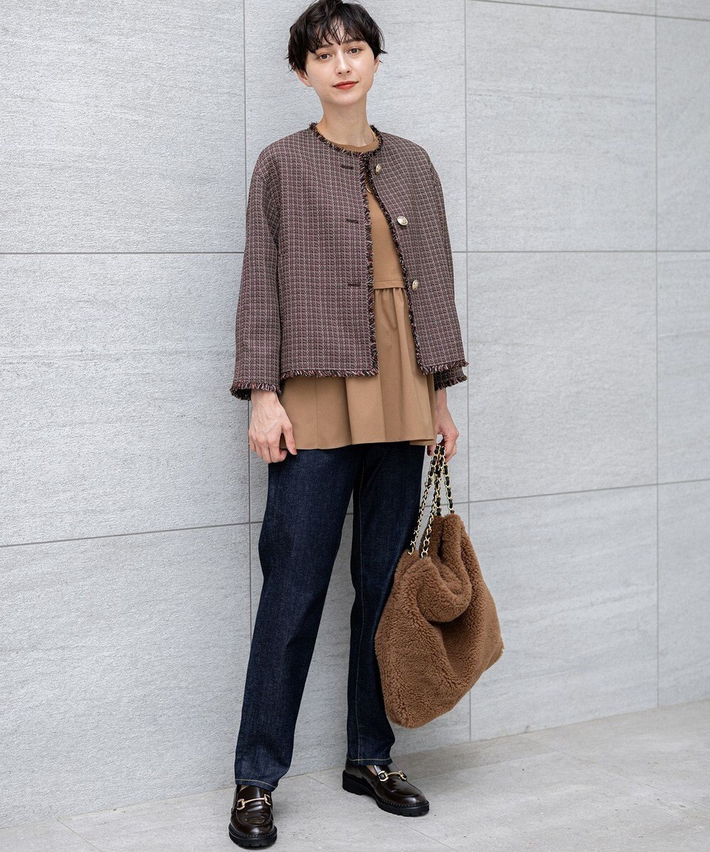 23区 【洗える】シルキータフタコンビ ペプラム カットソー 