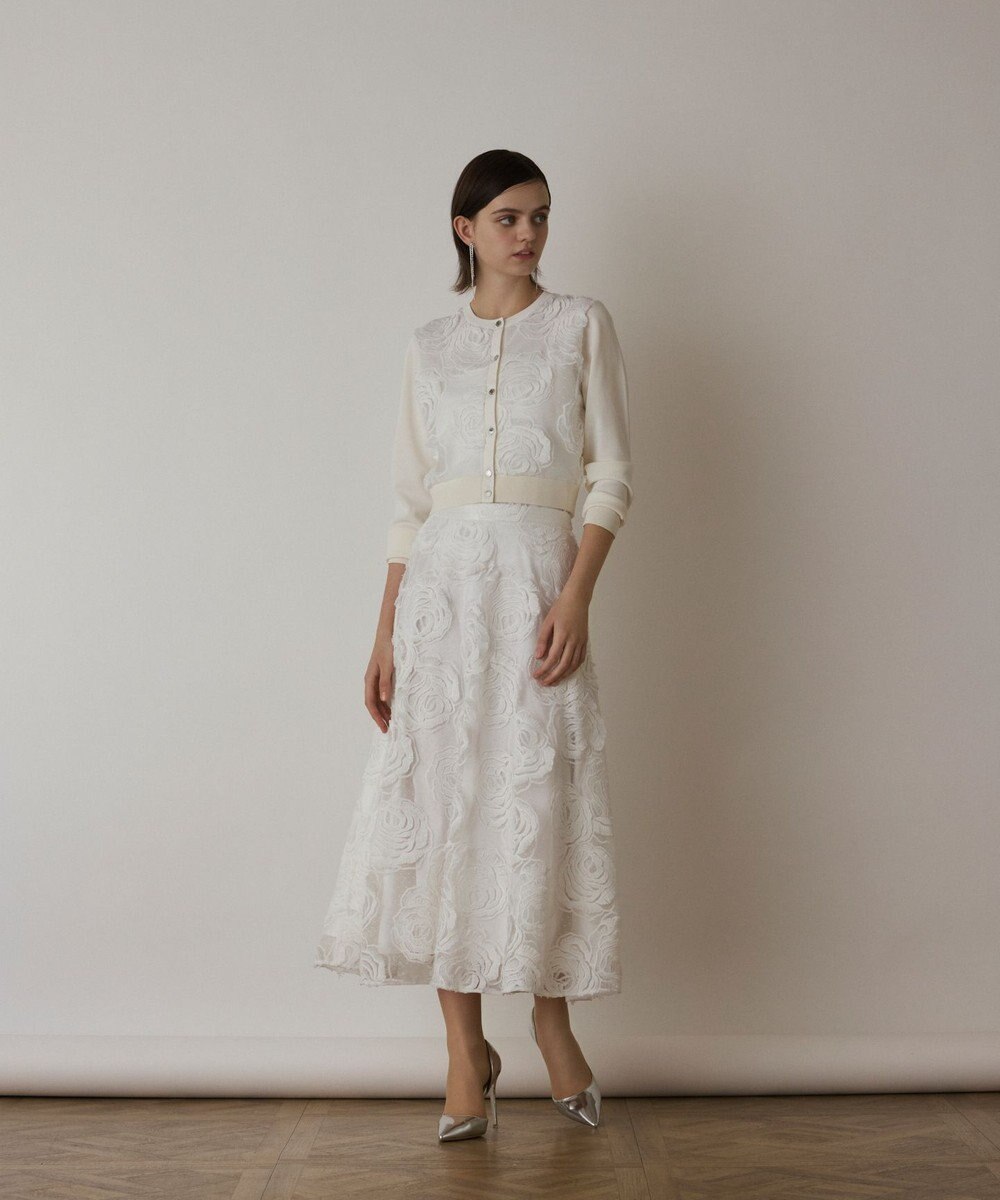 GRACE CONTINENTAL ローズ刺繍ニットカーディガン 