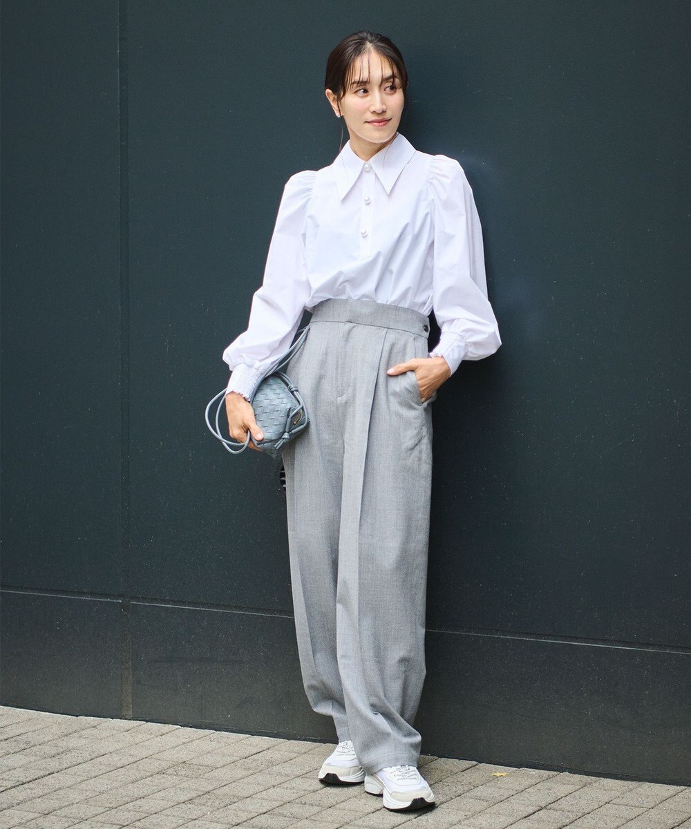 #Newans 【セレモニーにも】下から着られちゃう！尖り襟パフスリーブブラウス 