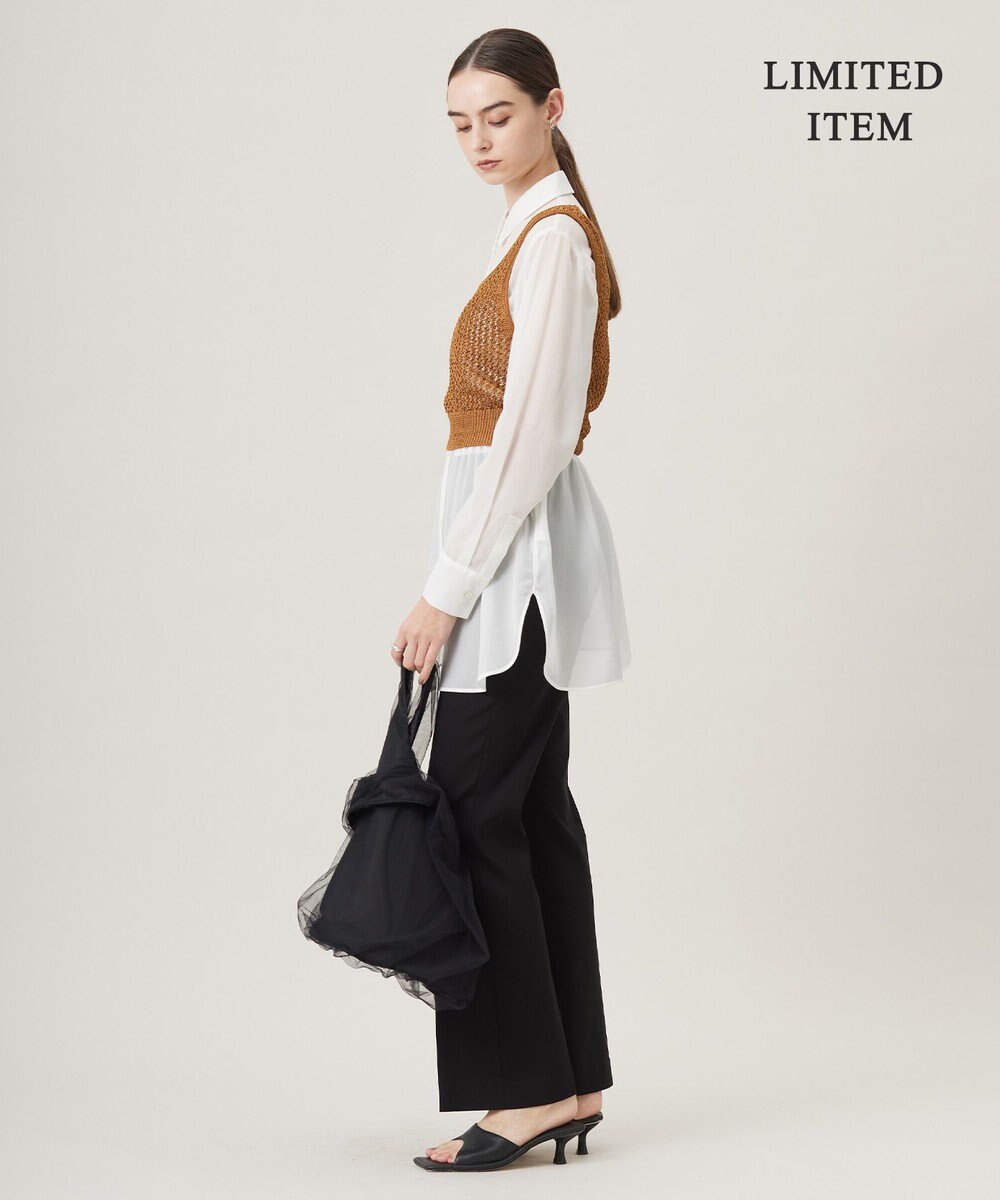 ICB 【WEB限定・洗える】キュプラハイパワーストレッチ セミフレアパンツ 