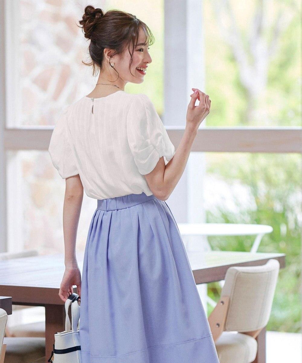 Tiaclasse 【洗える】ツイスト袖チェックブラウス 