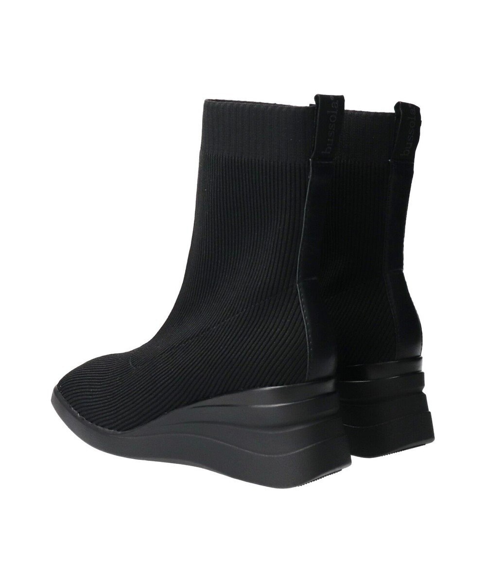 INTER-CHAUSSURES 【BUSSOLA】スクエアトゥウェッジヒールニットブーツ 
