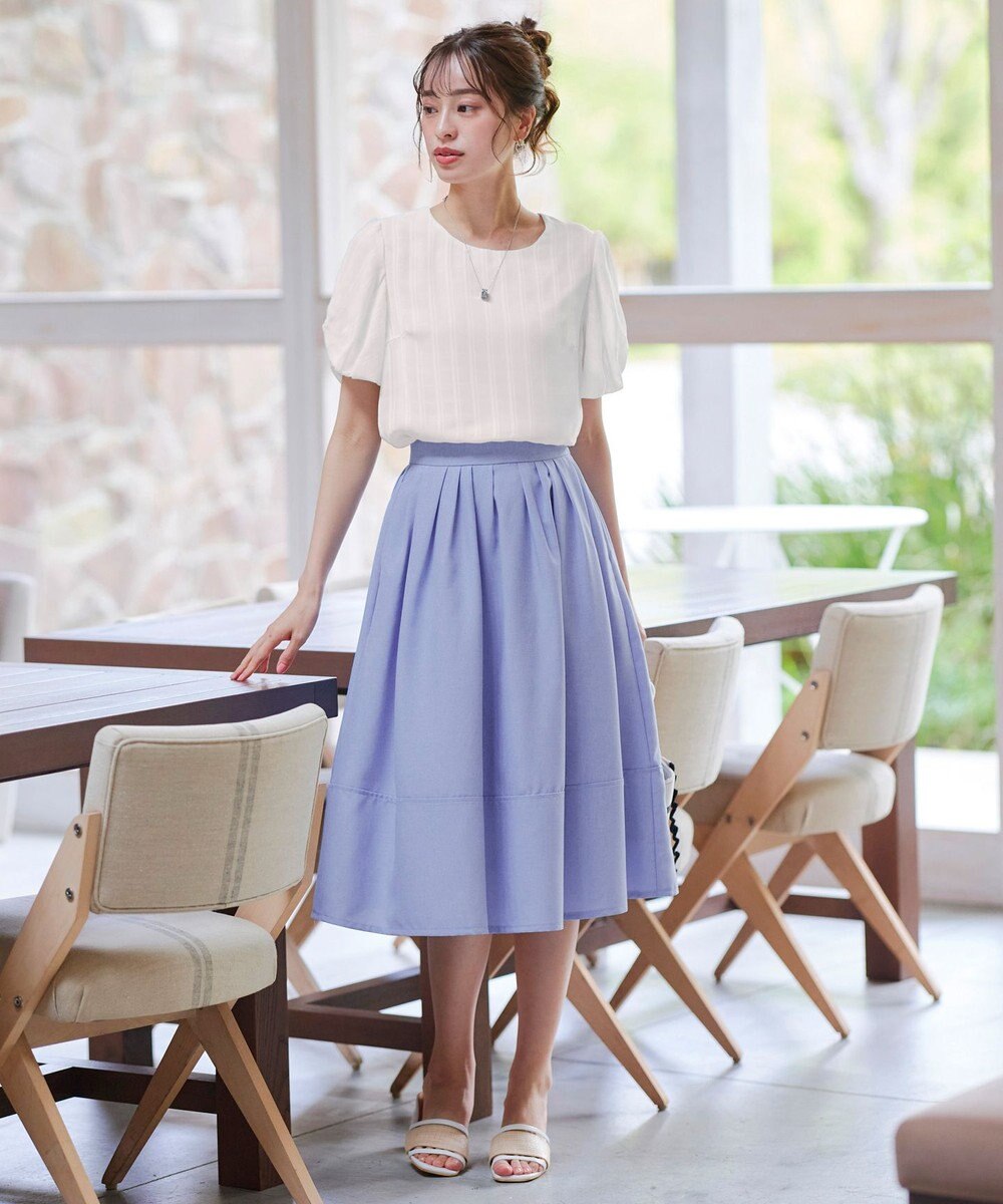 Tiaclasse 【洗える】ツイスト袖チェックブラウス 