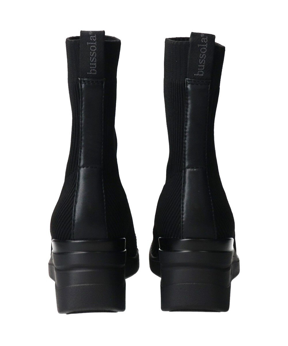 INTER-CHAUSSURES 【BUSSOLA】スクエアトゥウェッジヒールニットブーツ 
