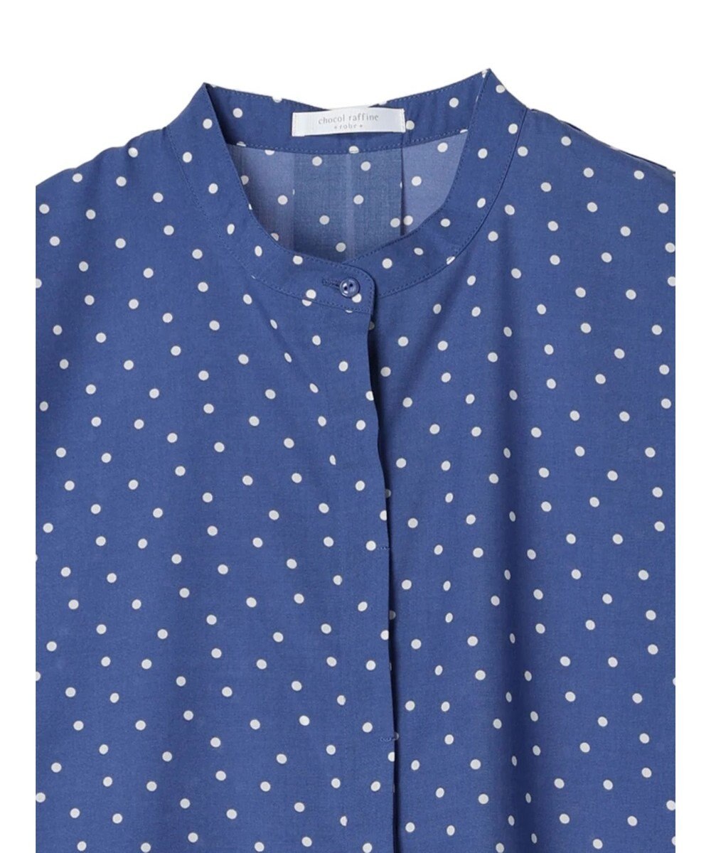 Green Parks ドット柄タックスリーブブラウス 