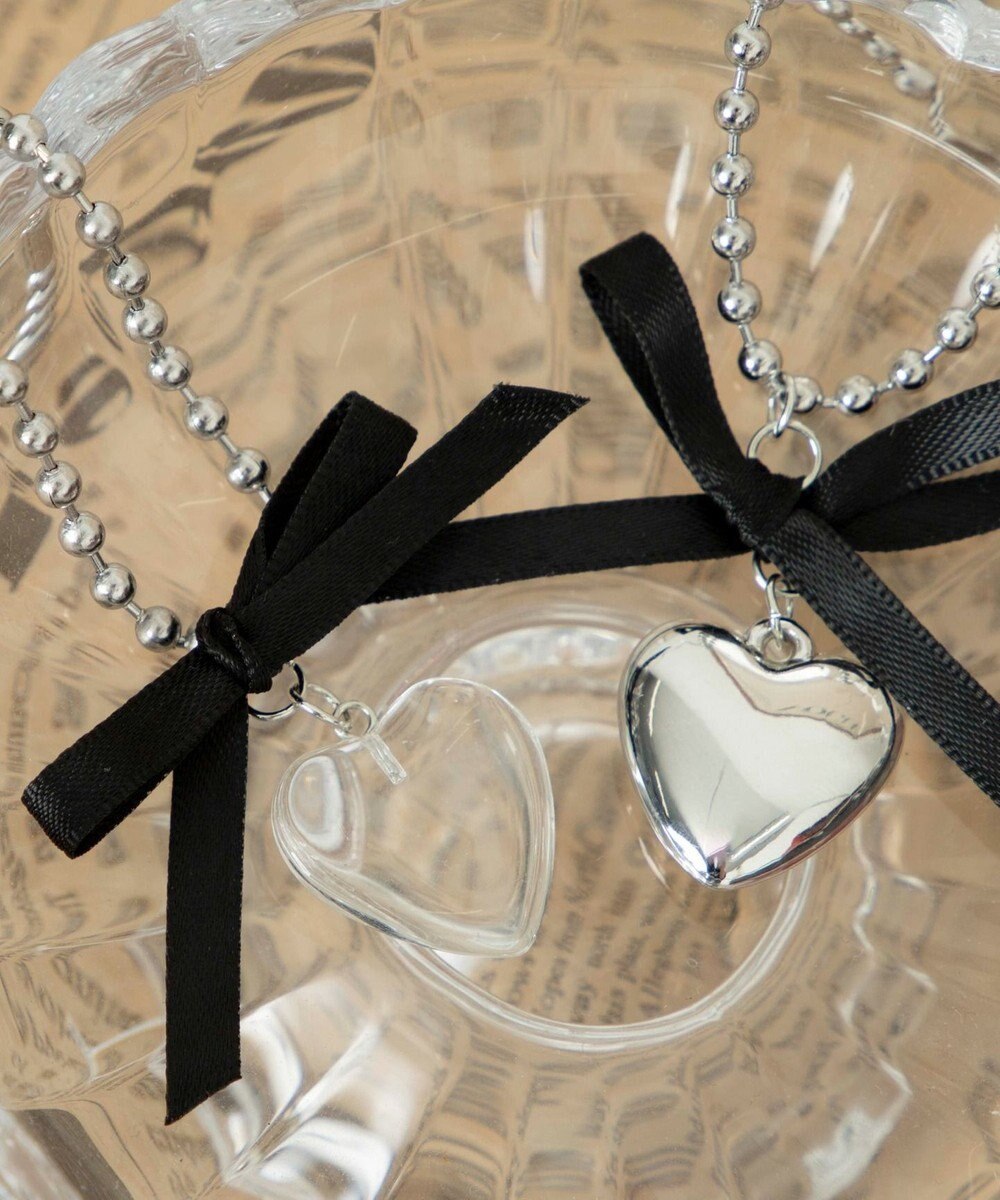 WEGO Lチェーンリボンハートネックレス 