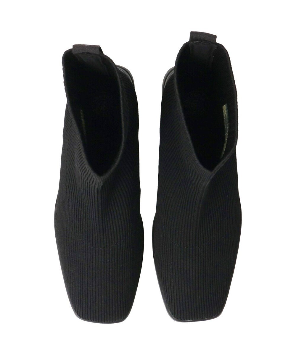 INTER-CHAUSSURES 【BUSSOLA】スクエアトゥウェッジヒールニットブーツ 