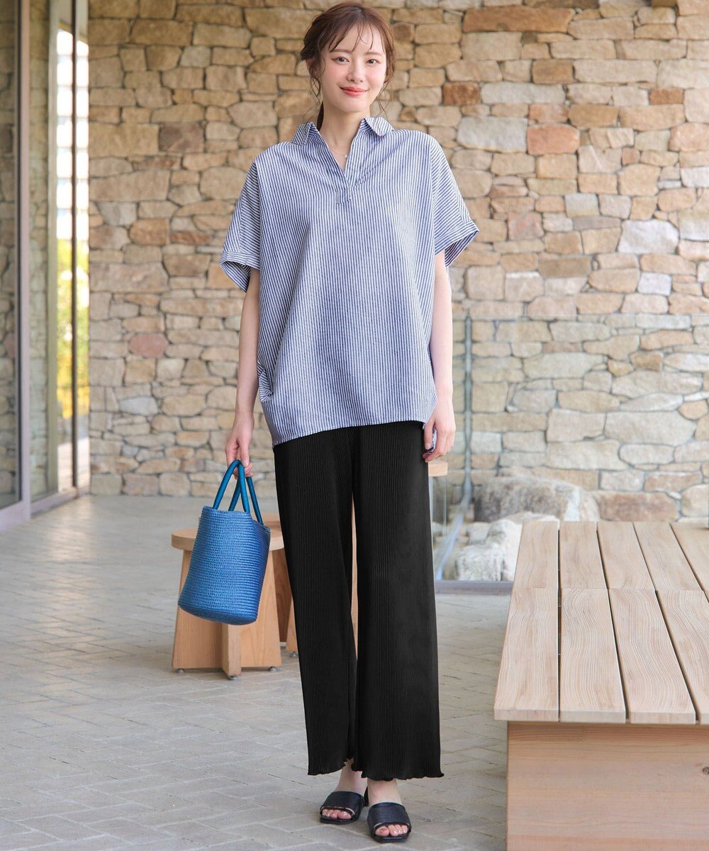 Tiaclasse 【洗える】 リネンミックススキッパーシャツ 