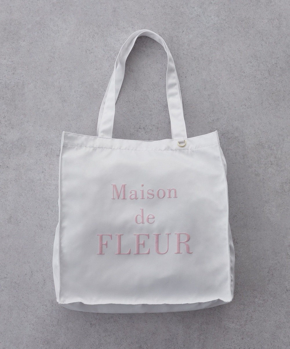 Maison de FLEUR ブランドロゴ発泡プリントスクエアトート 