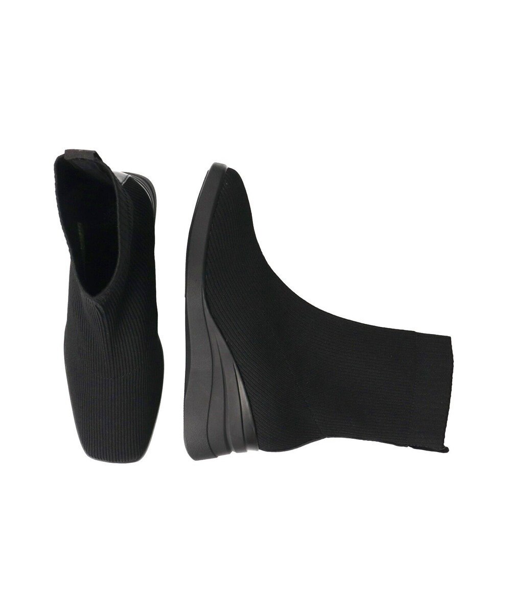 INTER-CHAUSSURES 【BUSSOLA】スクエアトゥウェッジヒールニットブーツ 