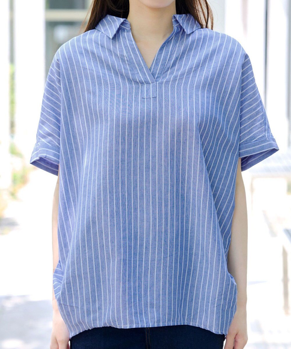 Tiaclasse 【洗える】 リネンミックススキッパーシャツ 