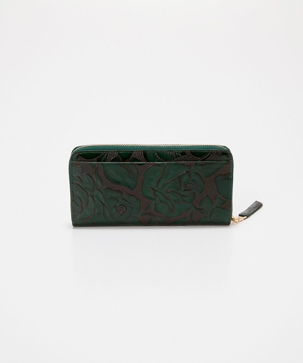 TOPKAPI 【TREASURE TOPKAPI】ローズエンボス ツヤ レザー ラウンドファスナー 長財布 