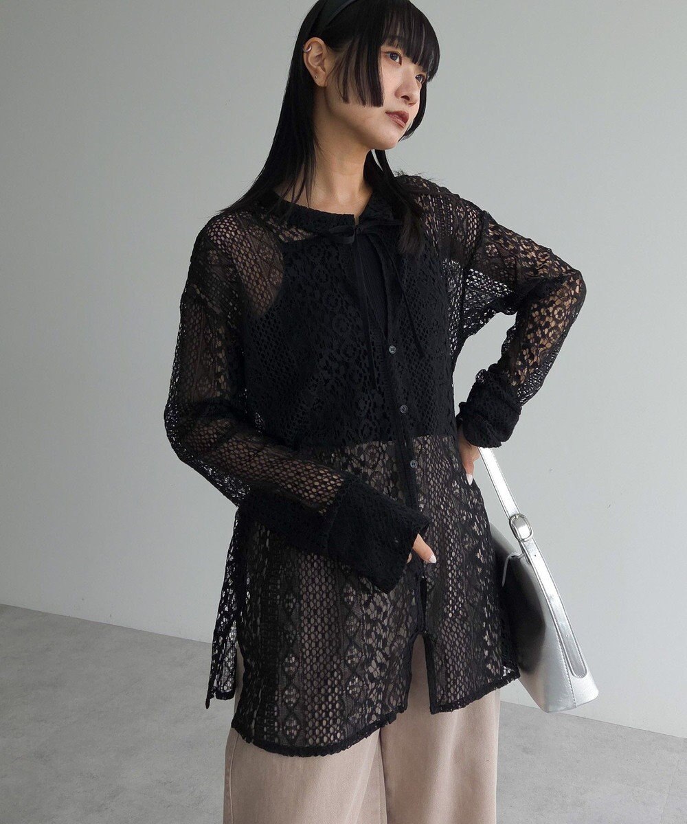 Green Parks ２ＷＡＹリボン付きレースシャツ 