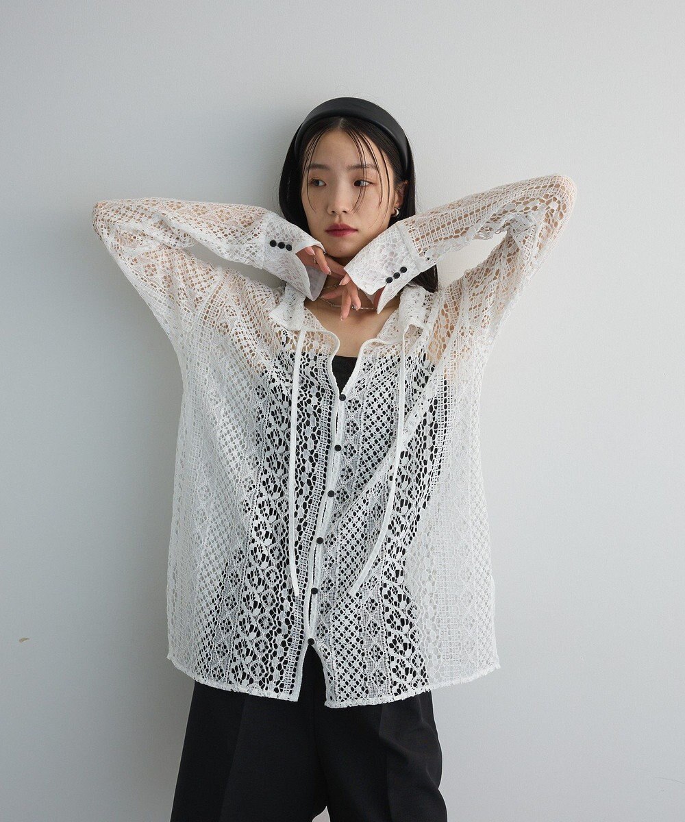 Green Parks ２ＷＡＹリボン付きレースシャツ 