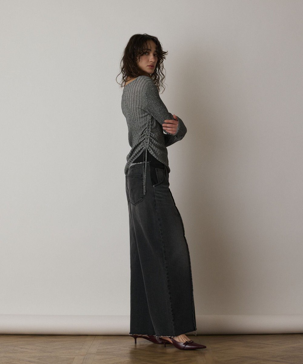 GRACE CONTINENTAL ラメリブクルーネックトップ 