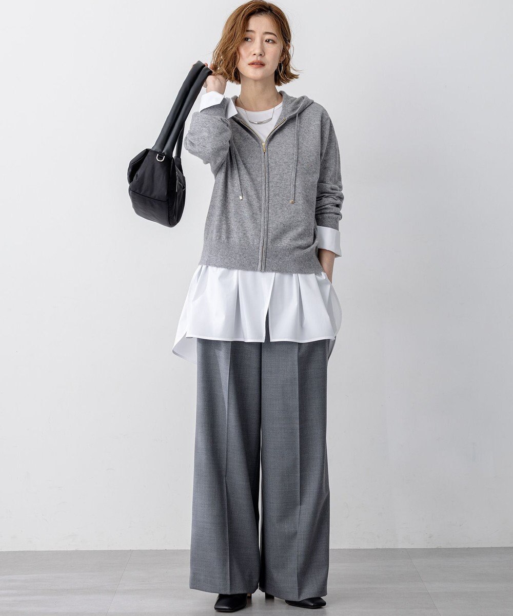 23区 S 【滝沢眞規子さん着用/CanCam11月号掲載】ナチュラルストレッチサキソニー タック ワイド パンツ 