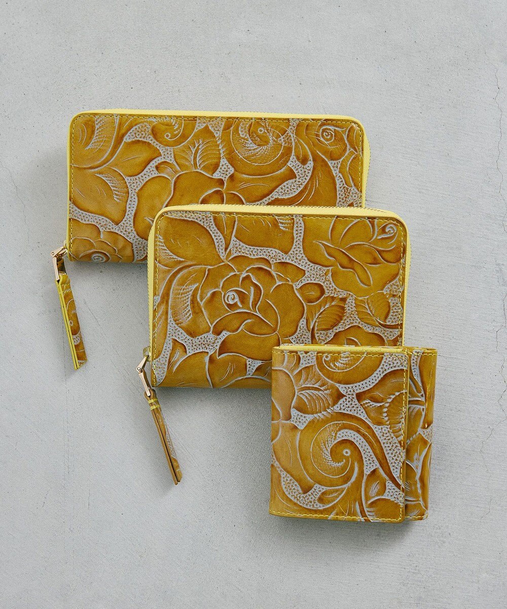 TOPKAPI 【TREASURE TOPKAPI】ローズエンボス ツヤ レザー ラウンドファスナー 長財布 