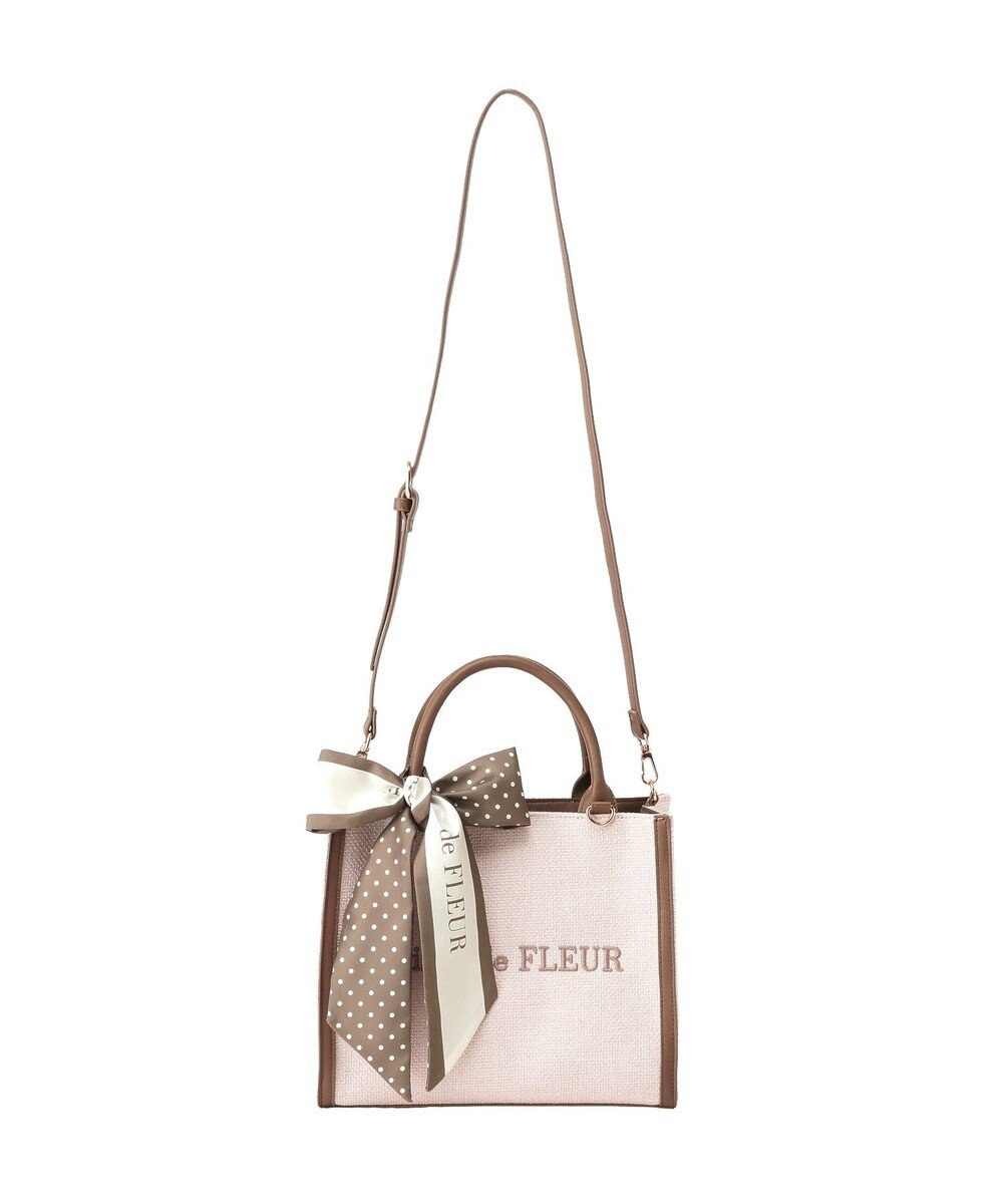 Maison de FLEUR スカーフ付きツイードスクエア２Ｗａｙトート 