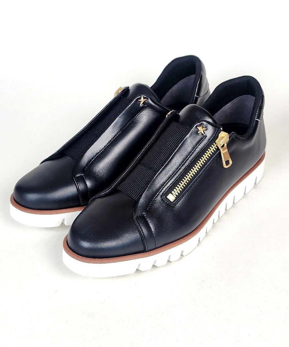 Dominic3 センターゴムサイドジップ レザースニーカー 