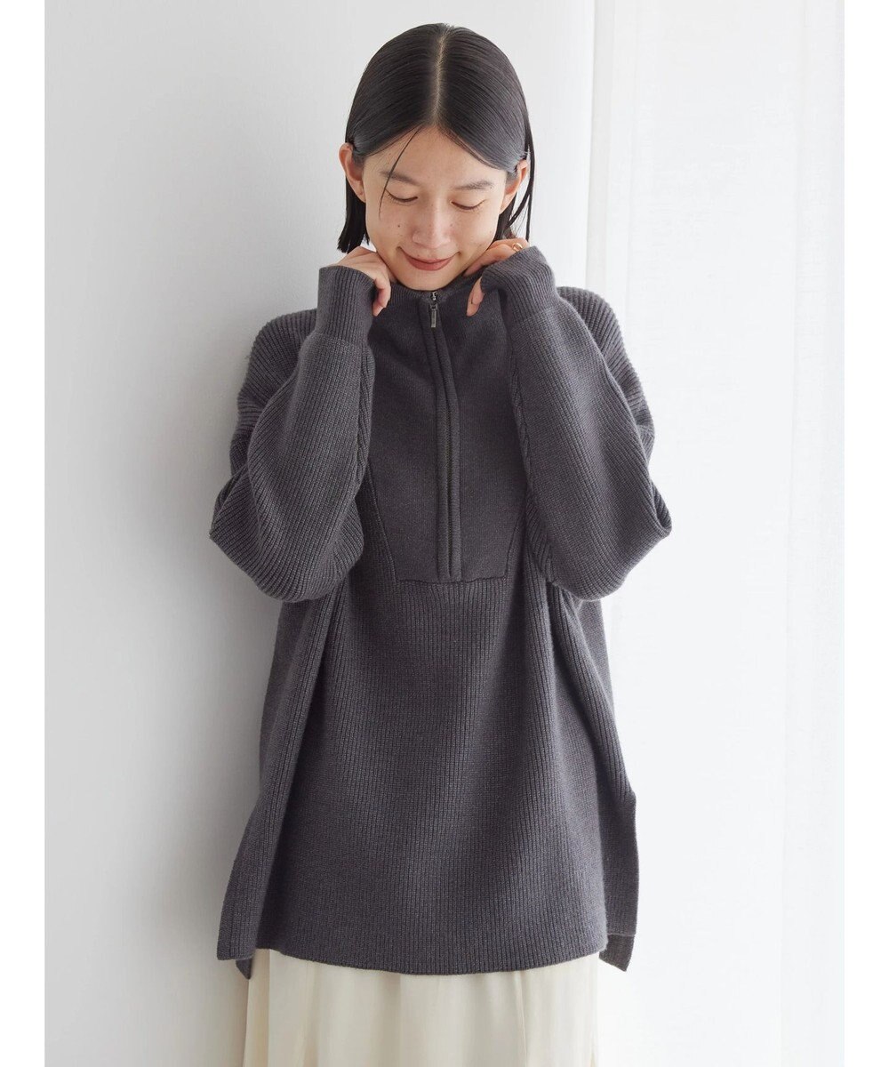 AMERICAN HOLIC バイパチハーフＺＩＰ片畦ニットプルオーバー　 