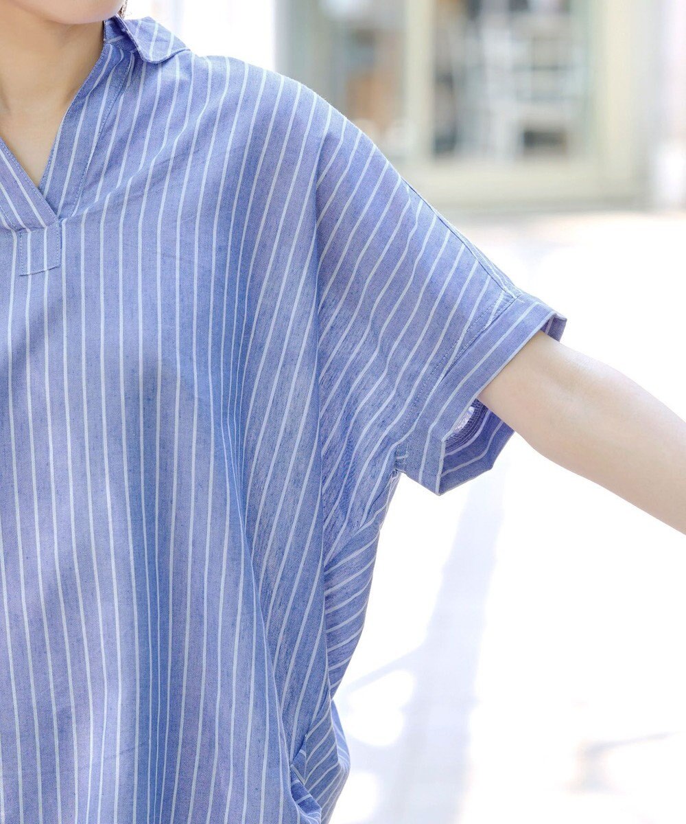 Tiaclasse 【洗える】 リネンミックススキッパーシャツ 