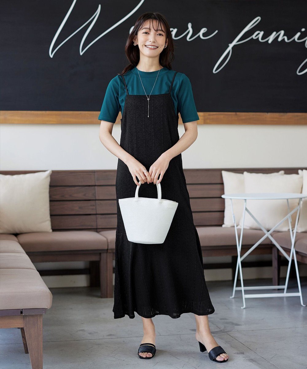 Tiaclasse 【洗える】ストレッチレースキャミワンピース 