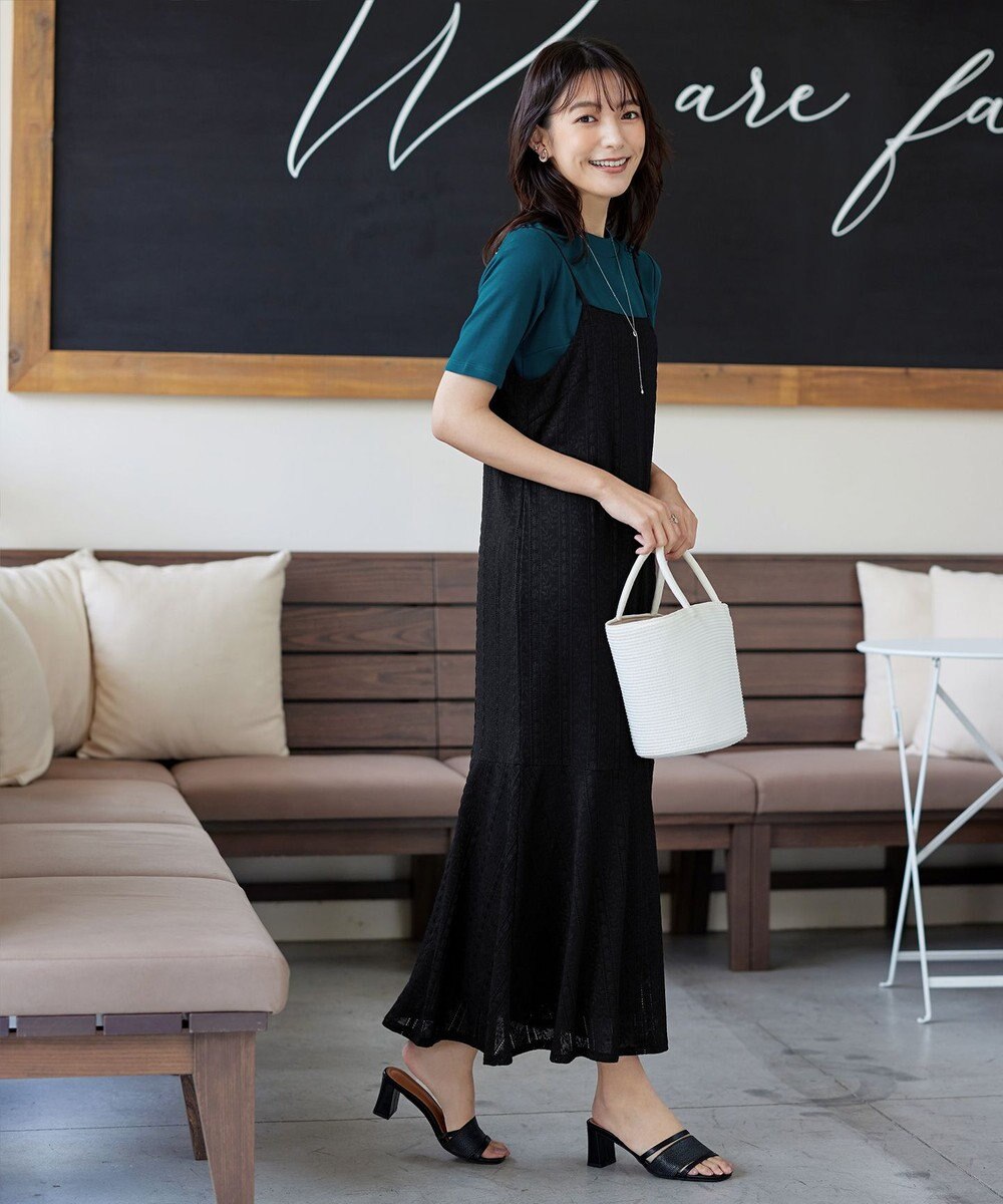 Tiaclasse 【洗える】ストレッチレースキャミワンピース 