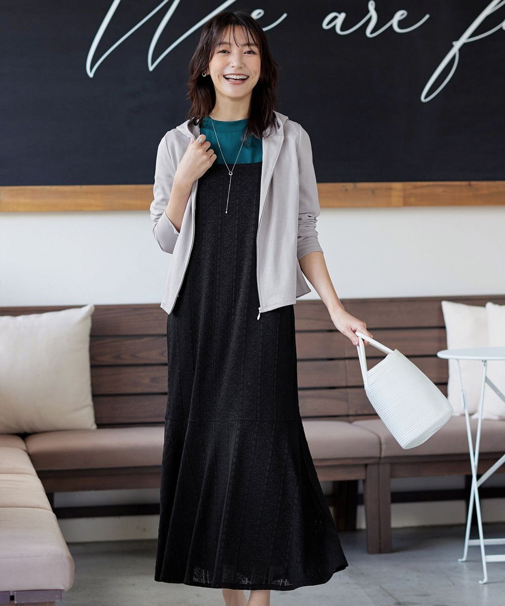 Tiaclasse 【洗える】ストレッチレースキャミワンピース 