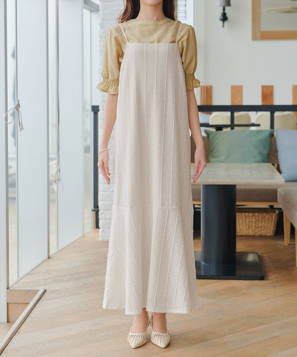 Tiaclasse 【洗える】ストレッチレースキャミワンピース 