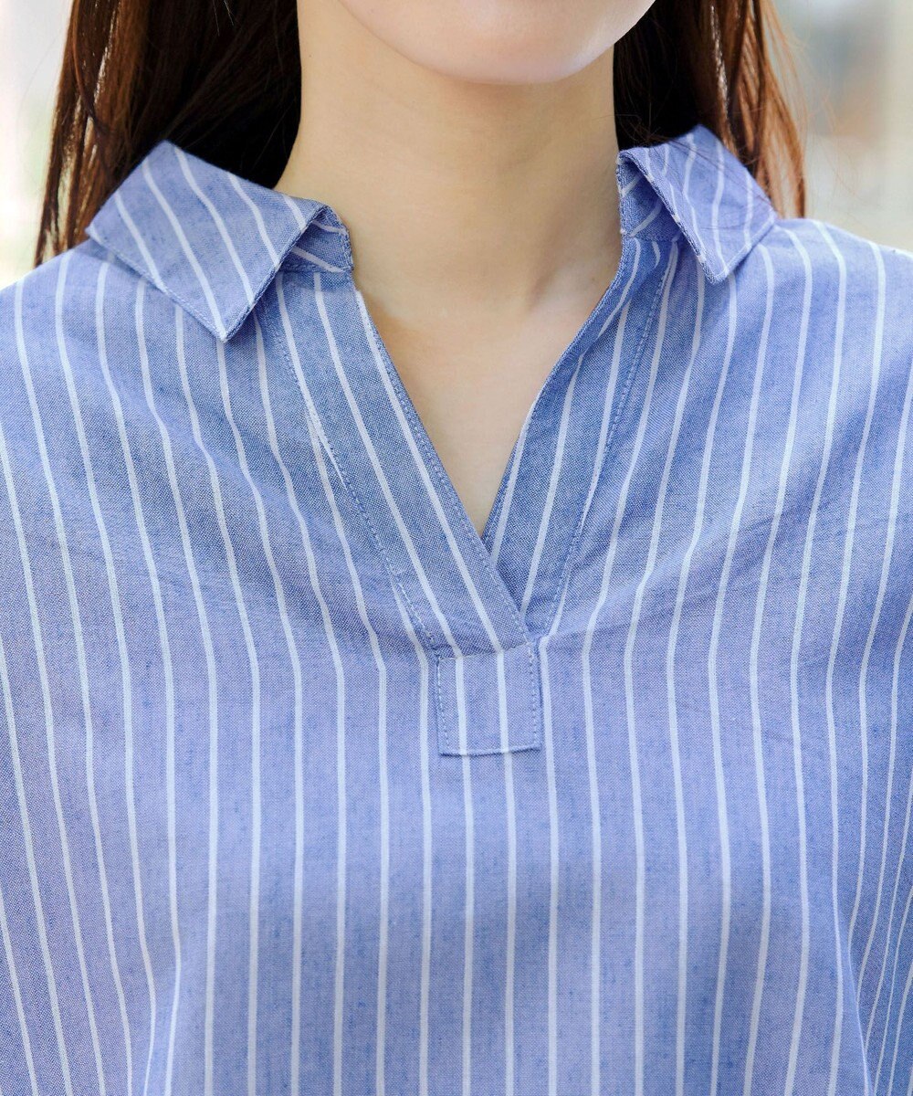 Tiaclasse 【洗える】 リネンミックススキッパーシャツ 