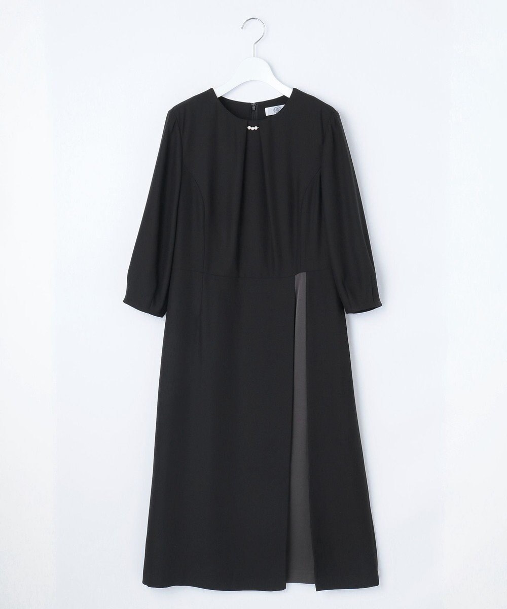 J.PRESS LADIES L 【洗える】ストレッチバックサテンジョーゼット Aライン ワンピース 