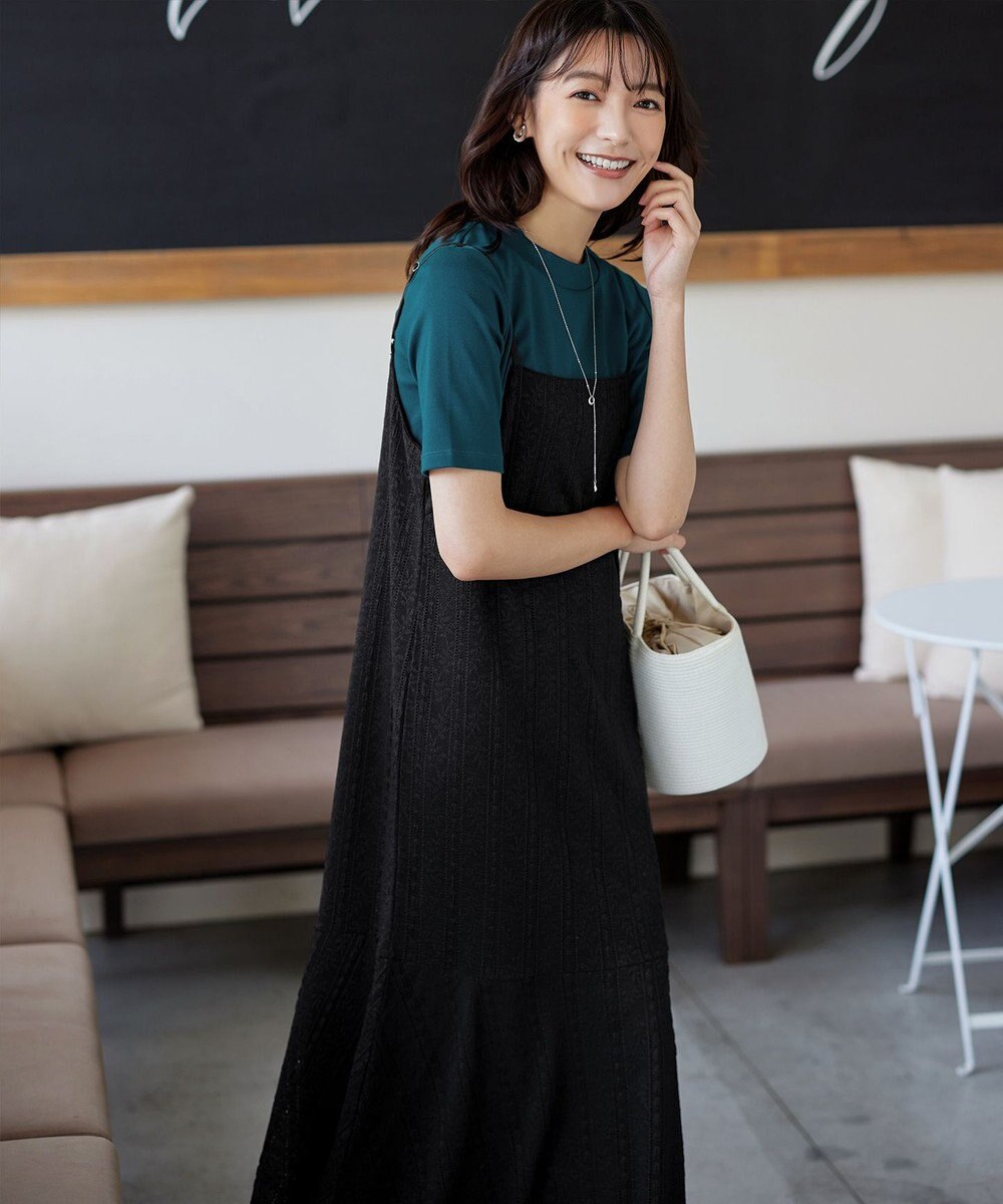 Tiaclasse 【洗える】ストレッチレースキャミワンピース 