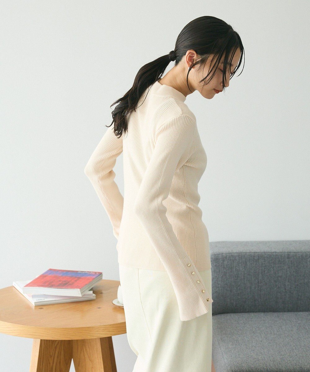 CRAFT STANDARD BOUTIQUE 洗える/とてもち袖フレア釦ボトルネックニットプルオーバー/24AW 