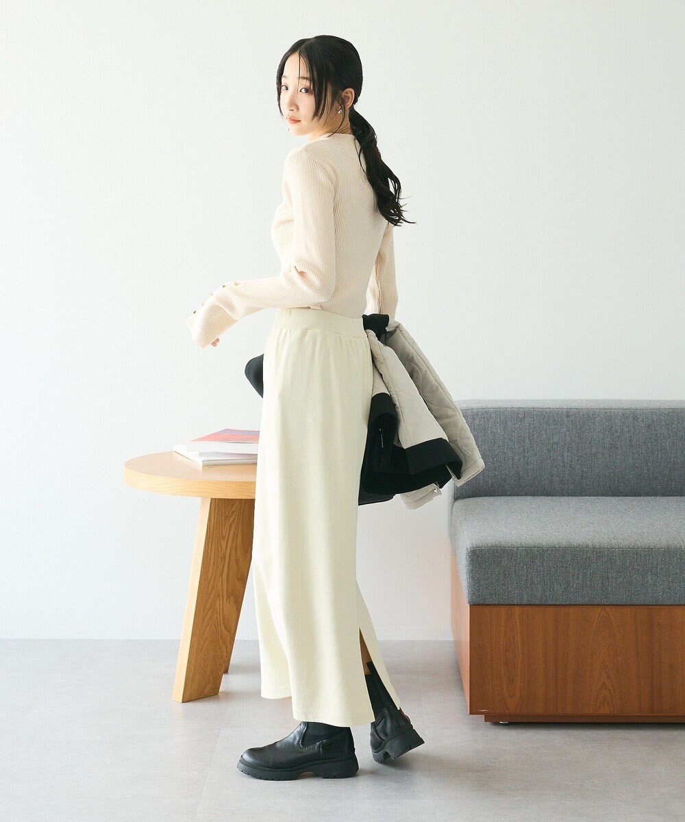 CRAFT STANDARD BOUTIQUE 洗える/とてもち袖フレア釦ボトルネックニットプルオーバー/24AW 