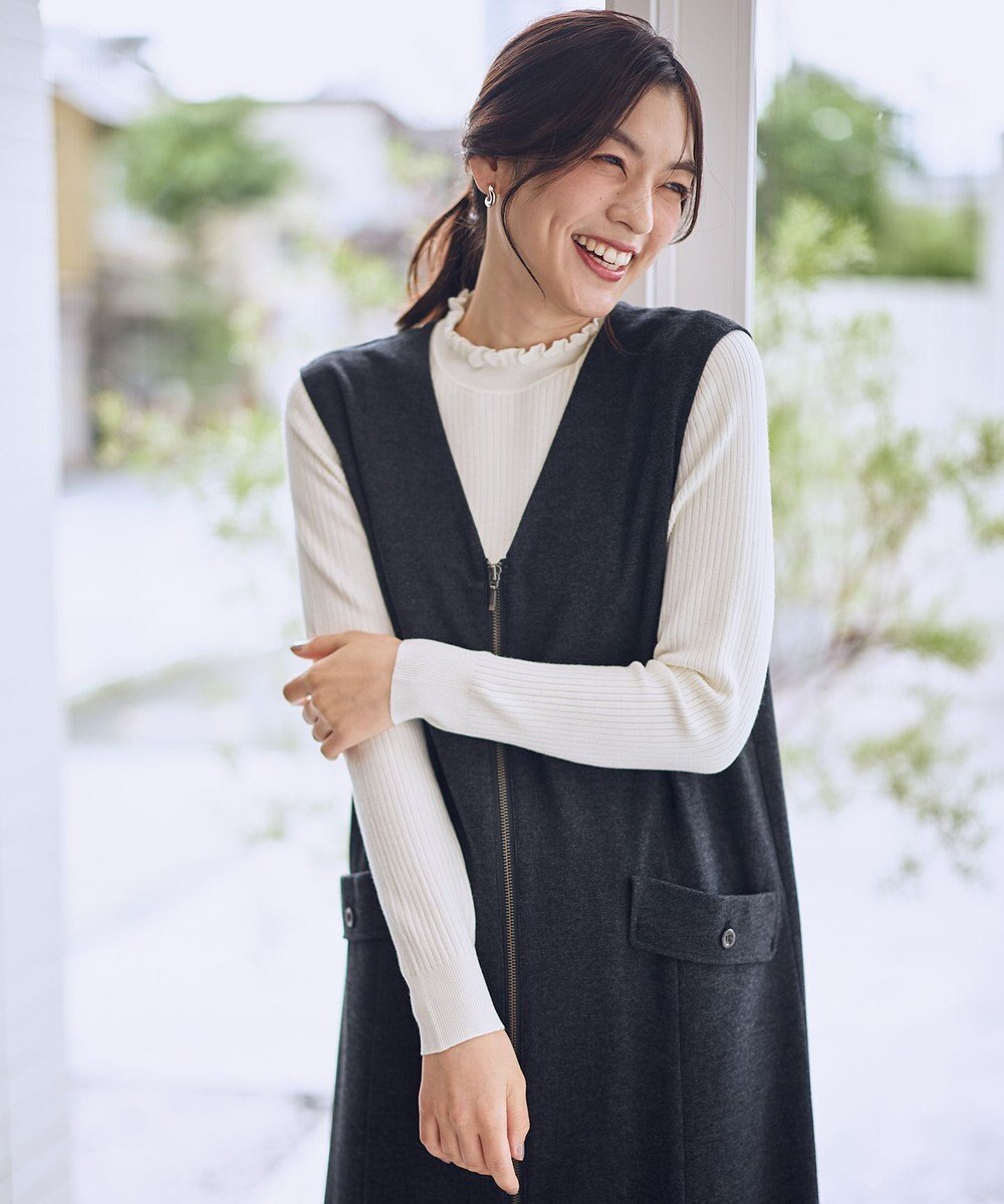 ANY L 【6色展開】フリルネックニット 