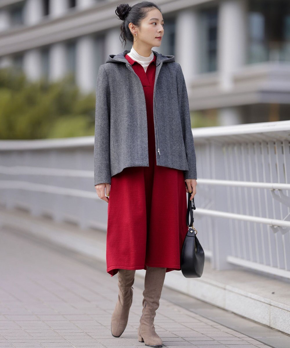 組曲 【加藤ローサさん着用】スキッパーニット ワンピース 