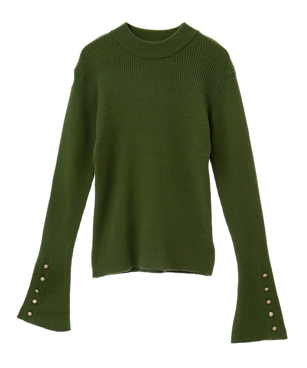 CRAFT STANDARD BOUTIQUE 洗える/とてもち袖フレア釦ボトルネックニットプルオーバー/24AW 