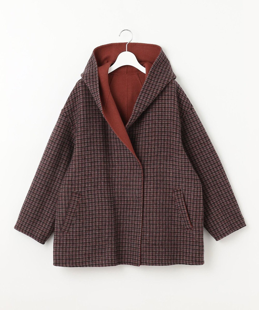 自由区 【リバーシブル】ウールリバー フード付きショートコート 