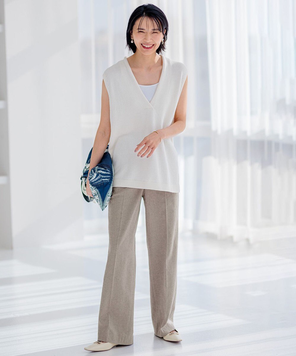 23区 S 【洗える】コットンコード ニットベスト 