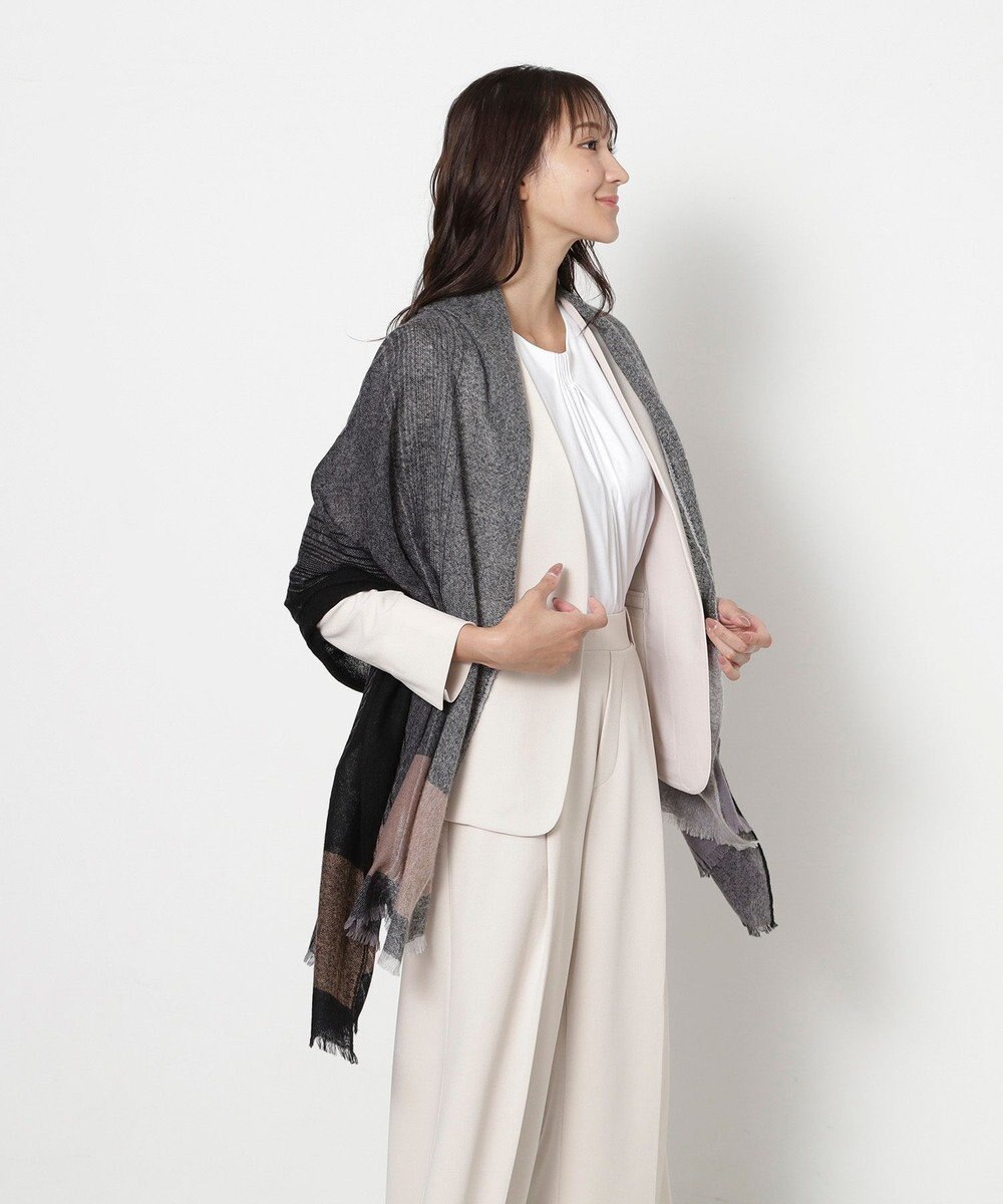 MOONBAT FURLA(フルラ）カシミヤ100％ オンブレー チェック ストール 手洗いOK 