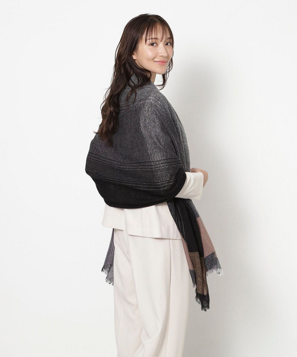 MOONBAT FURLA(フルラ）カシミヤ100％ オンブレー チェック ストール 手洗いOK 