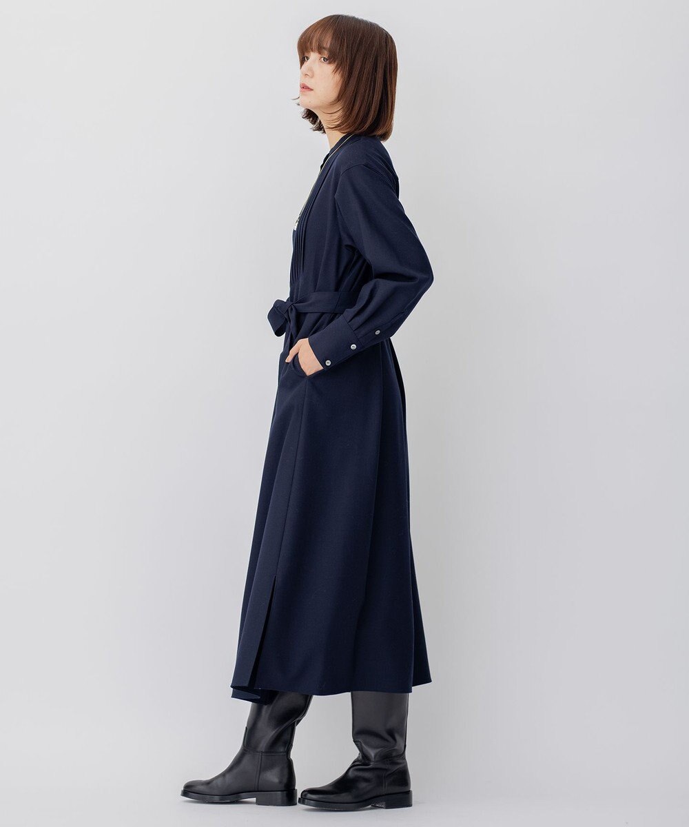 23区 L 【CLASSY.コラボ/洗える】ウールストレッチツイル ピンタック ワンピース 