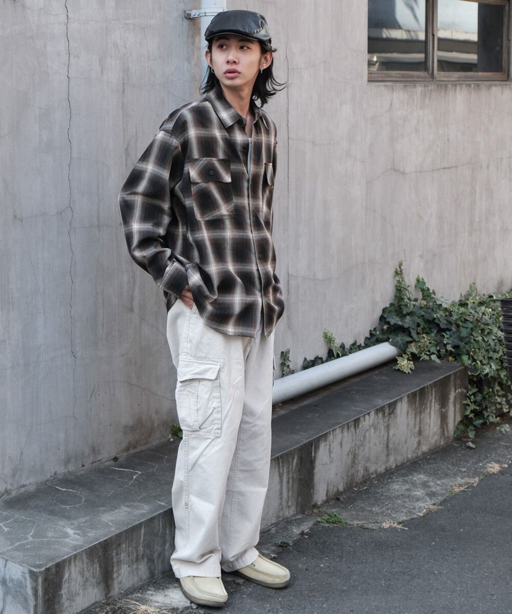 WEGO 【ユニセックス着用ITEM/SMLサイズ展開】オンブレチェックシャツ（LS） 