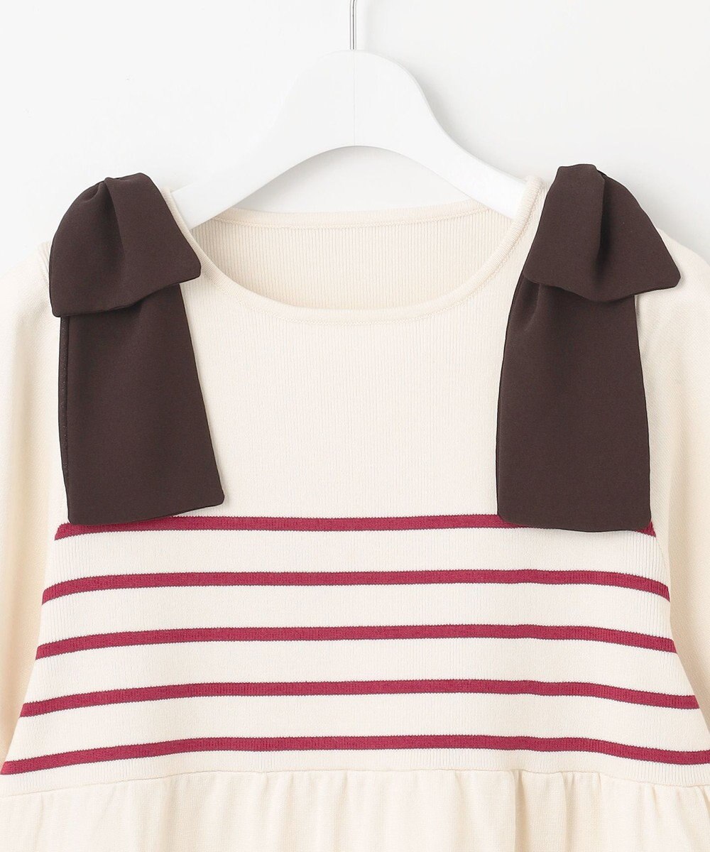 Feroux 肩リボン ペプラムニット 