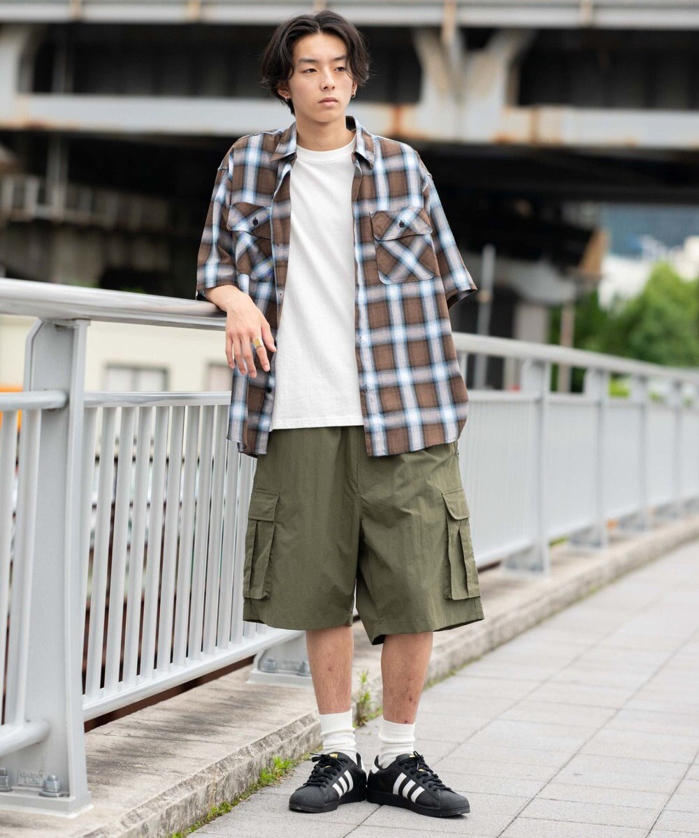 WEGO 【撥水/速乾/ウエストゴム/ユニセックス着用ITEM/MLサイズ展開】ナイロンイージーバギーカーゴショーツ 