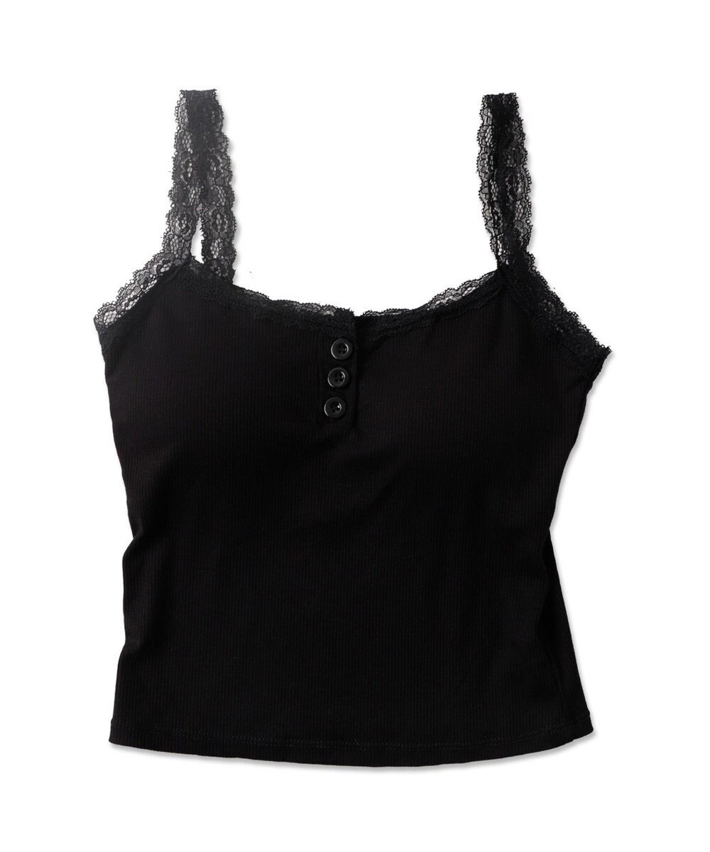 WEGO 【カップ付きインナー】パット付きフロントボタンレースキャミ 