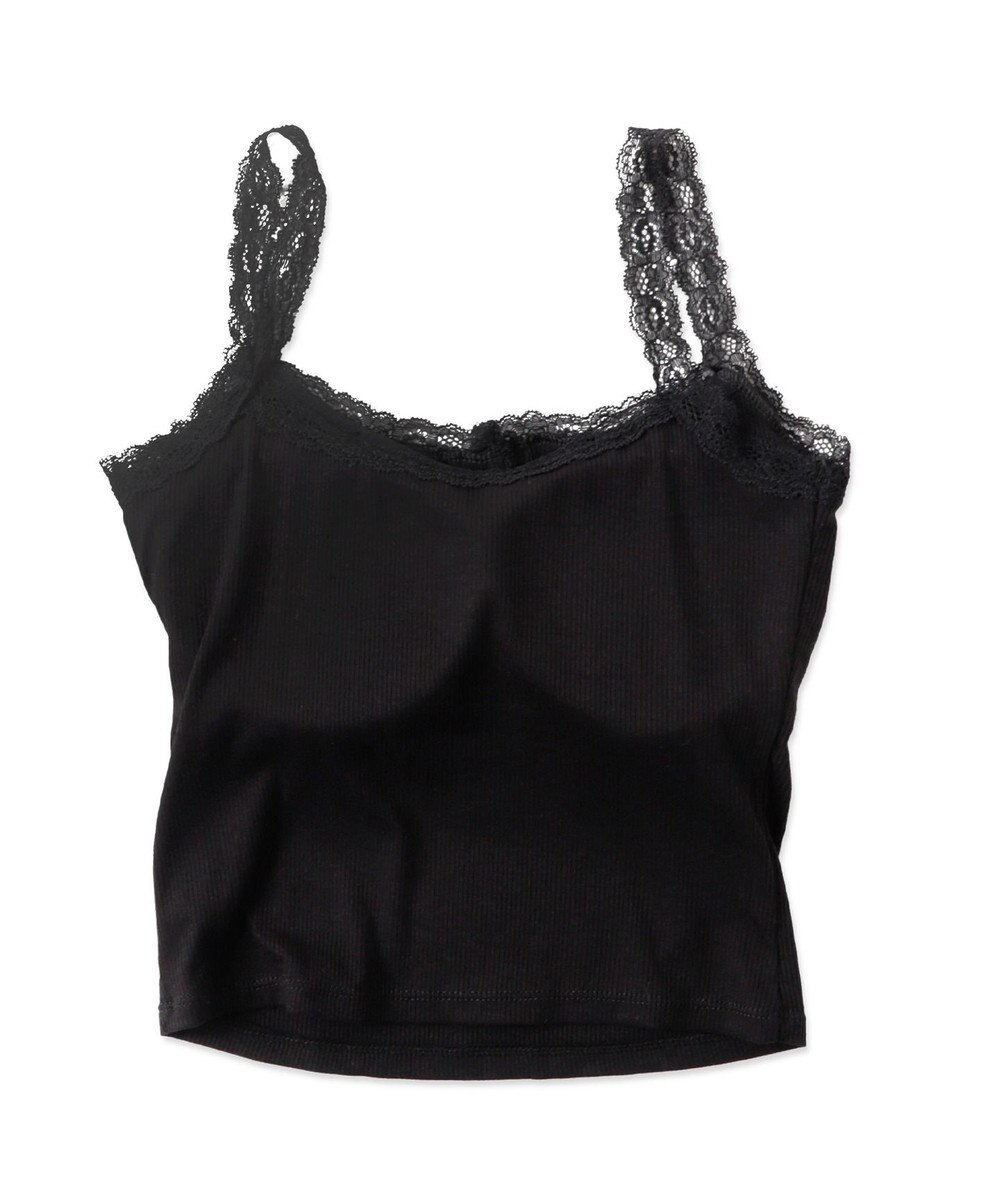 WEGO 【カップ付きインナー】パット付きフロントボタンレースキャミ 